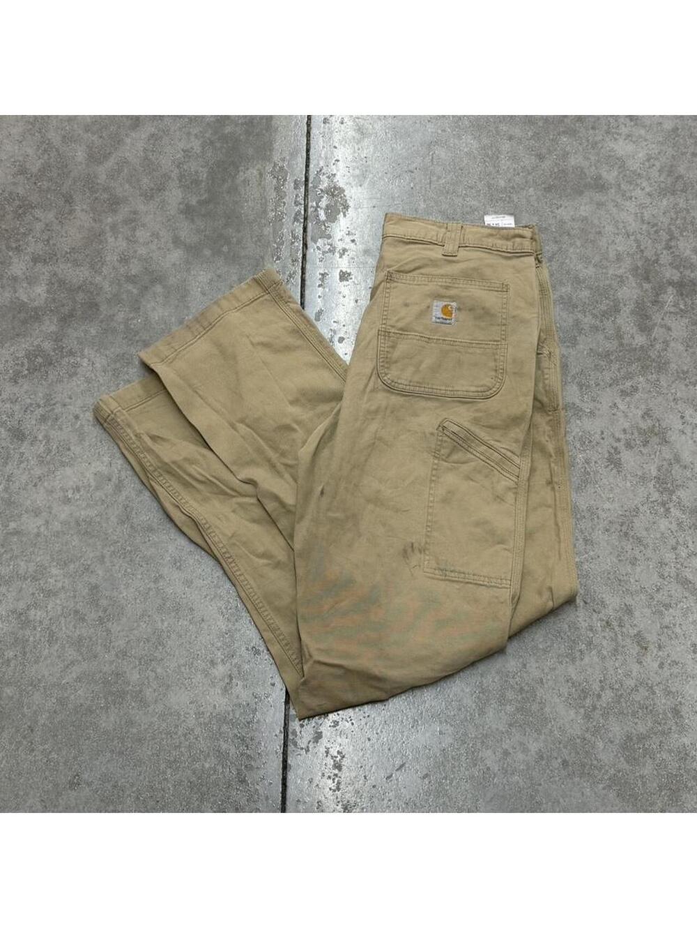 vintage carhartt beige relaxed baggy fit cargo pants size 34 x 36